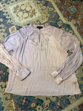 Rachel Zoe Pale Lavender Pleated Long-Sleeve Blouse